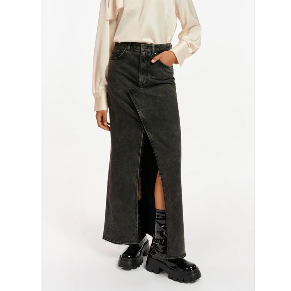 Essentiel Antwerp maxi denim split front skirt